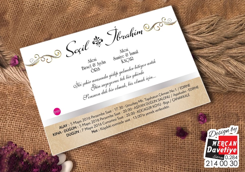 Mercan Davetiye DVT107